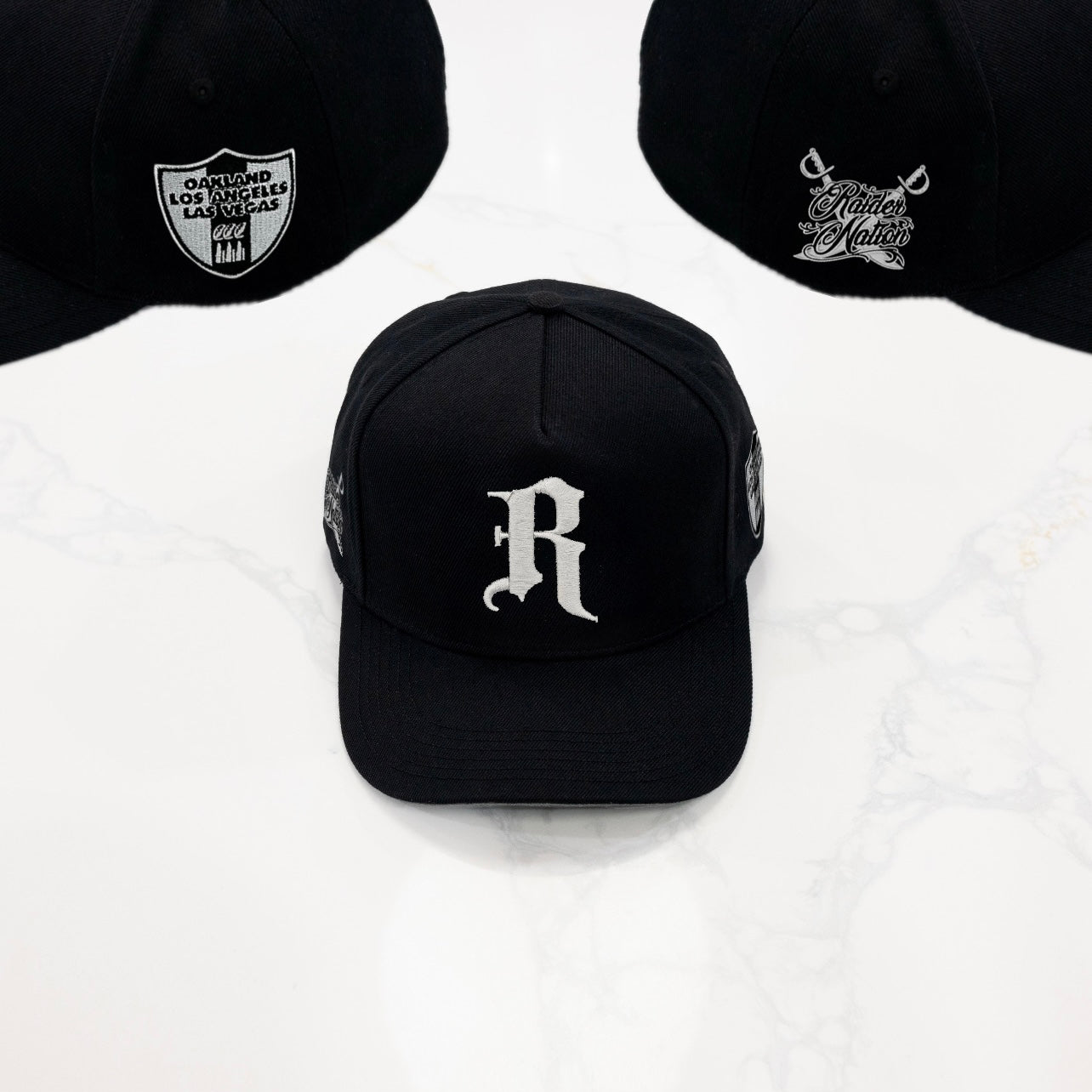 las vegas raiders oakland los angeles raiders fitted snapback hat